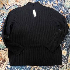 NWT Banana Republic Black Ribbed Cashmere Mock-Neck Sweater